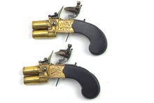 Load image into Gallery viewer, Double Barrelled Flintlock Tap Action Muff Pistols by Durs Egg, fine, rare pair. SN 8904