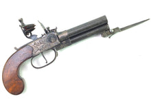 Load image into Gallery viewer, Three Barrel Flintlock Tap Action Pistol by Twigg, rare. SN 8813