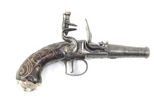 Load image into Gallery viewer, Queen Anne Silver Mounted Flintlock Toby Pistol by C. Pickfatt, fine, rare. SN 8979