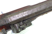 Load image into Gallery viewer, Flintlock Transitional Duelling pistol by Wogdon, Silver Mounted, very rare. SN 8829