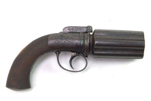Load image into Gallery viewer, Pepperbox Revolver by Boston of Wakefield, Cased Five Shot 54 Bore, fine. SN 8954