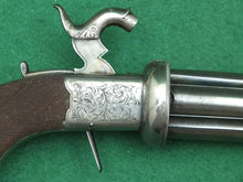Load image into Gallery viewer, A Rare Four Barrelled, Hand Rotated Percussion Pepperbox by John Dickson of Edinburgh. SN 8484