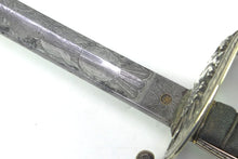 Load image into Gallery viewer, St Georges Rifles Presentation Sword, German silver scabbard, very fine. SN 8819