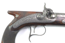 Load image into Gallery viewer, Saw Handled Percussion Duelling Pistols by W. & J. Rigby, very fine cased pair. SN 8896