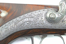 Load image into Gallery viewer, Saw Handled Percussion Duelling Pistols by W. & J. Rigby, very fine cased pair. SN 8896