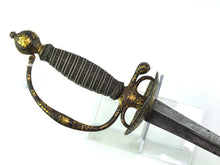 Load image into Gallery viewer, French Chiselled Iron Hilt With Gold Inlay Small Sword. SN 8575