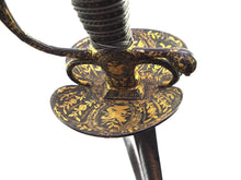 Load image into Gallery viewer, French Chiselled Iron Hilt With Gold Inlay Small Sword. SN 8575