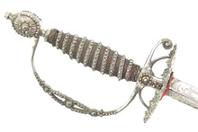 Load image into Gallery viewer, Small Sword English Cut Steel Hilt made at Woodstock, very fine & rare. SN 8976