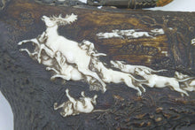 Load image into Gallery viewer, Powder Flask Very Fine South German Carved Staghorn Powder. SN 9031