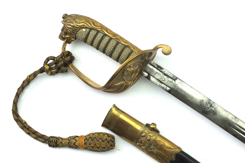 1827 Pattern Victorian Admirals Naval Sword with Claymore Blade. Ref X3238