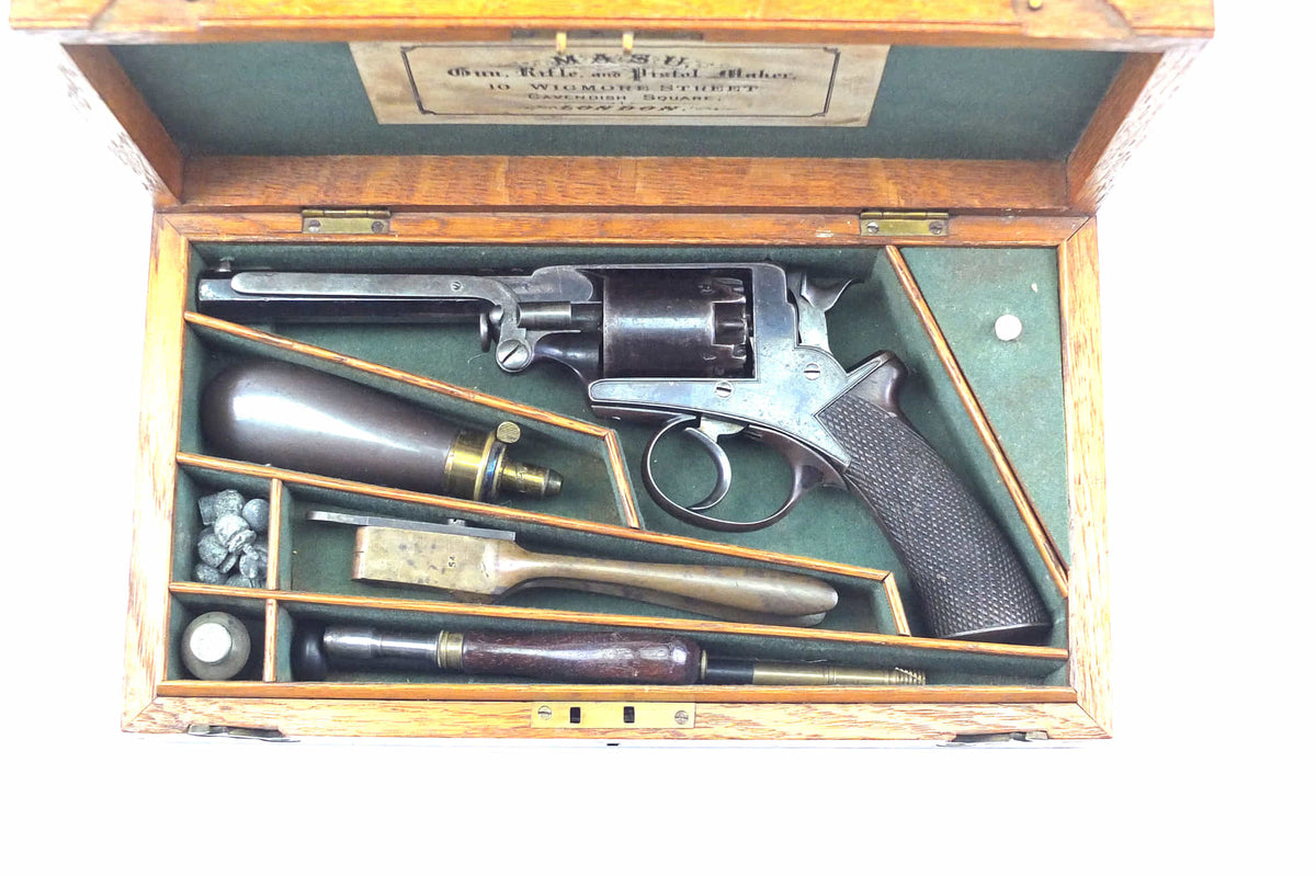 Adams Revolver Reproduction 54 Bore Beaumont Adams Percussion Revolver, very fine rare, cased. SN ...