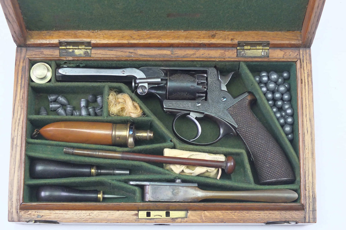Adams Revolver Reproduction Beaumont Adams Patent Double Action Percussion Revolver, Cased. SN 913 ...