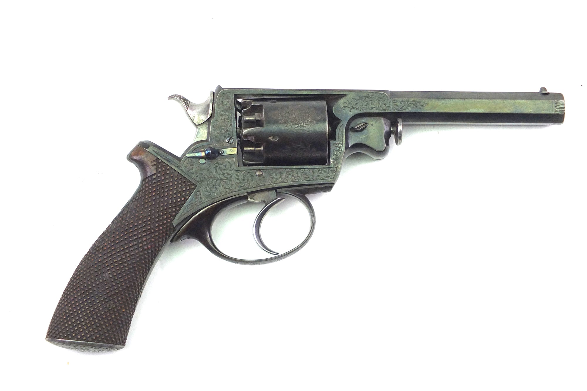 Adams Revolver Reproduction Beaumont Adams Patent Double Action Percussion Revolver, Cased. SN 913 ...