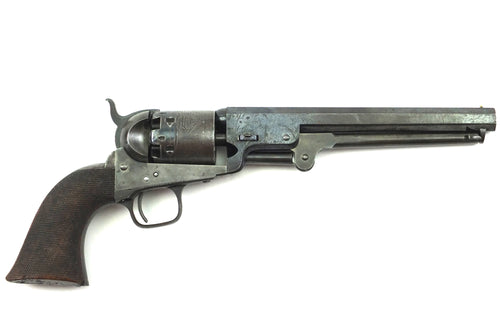 Colt London Navy Percussion Revolver, Rare Chequered Grip. SN 9091