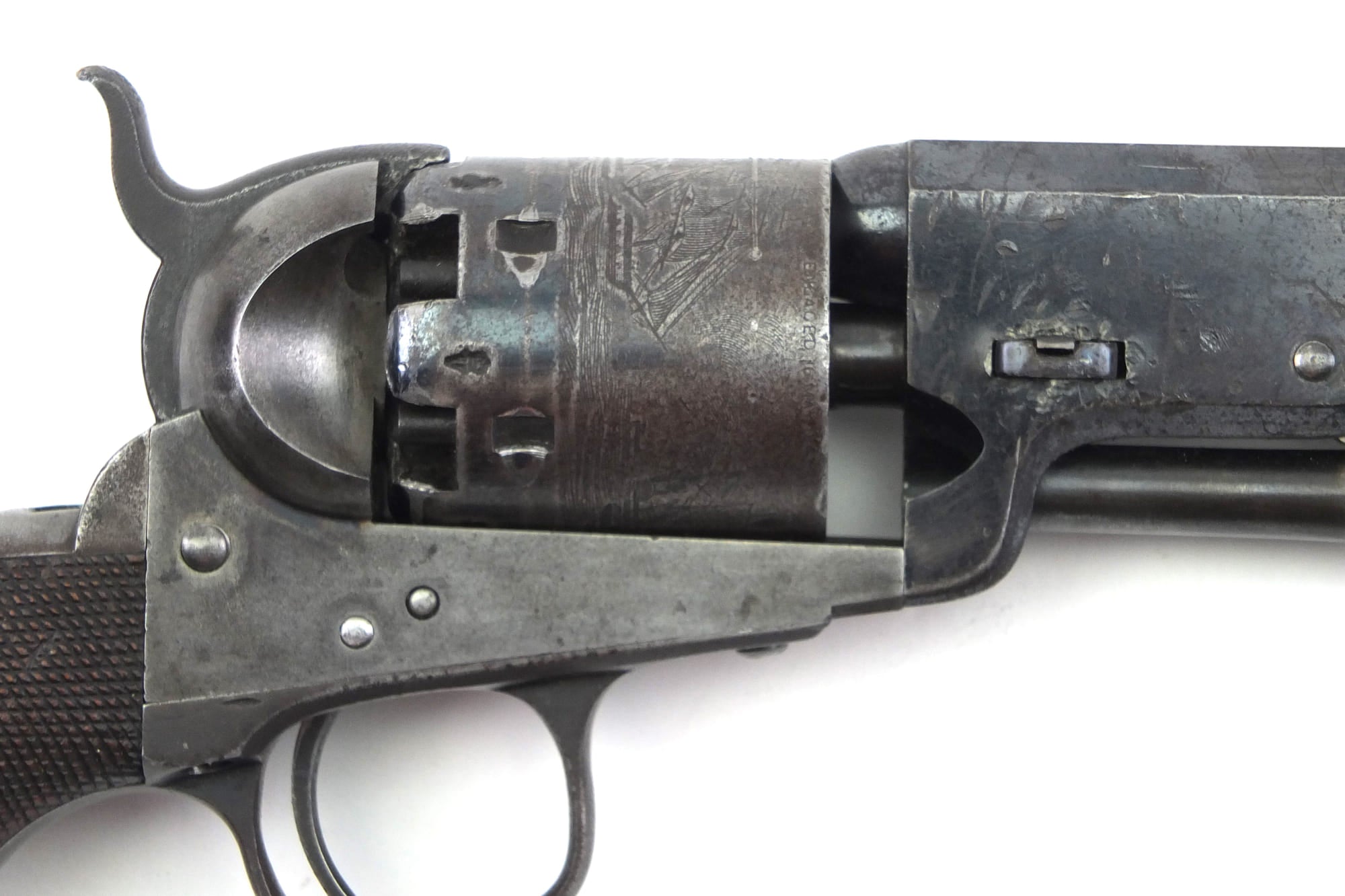 Colt London Navy Percussion Revolver, Rare Chequered Grip. SN 9091 ...