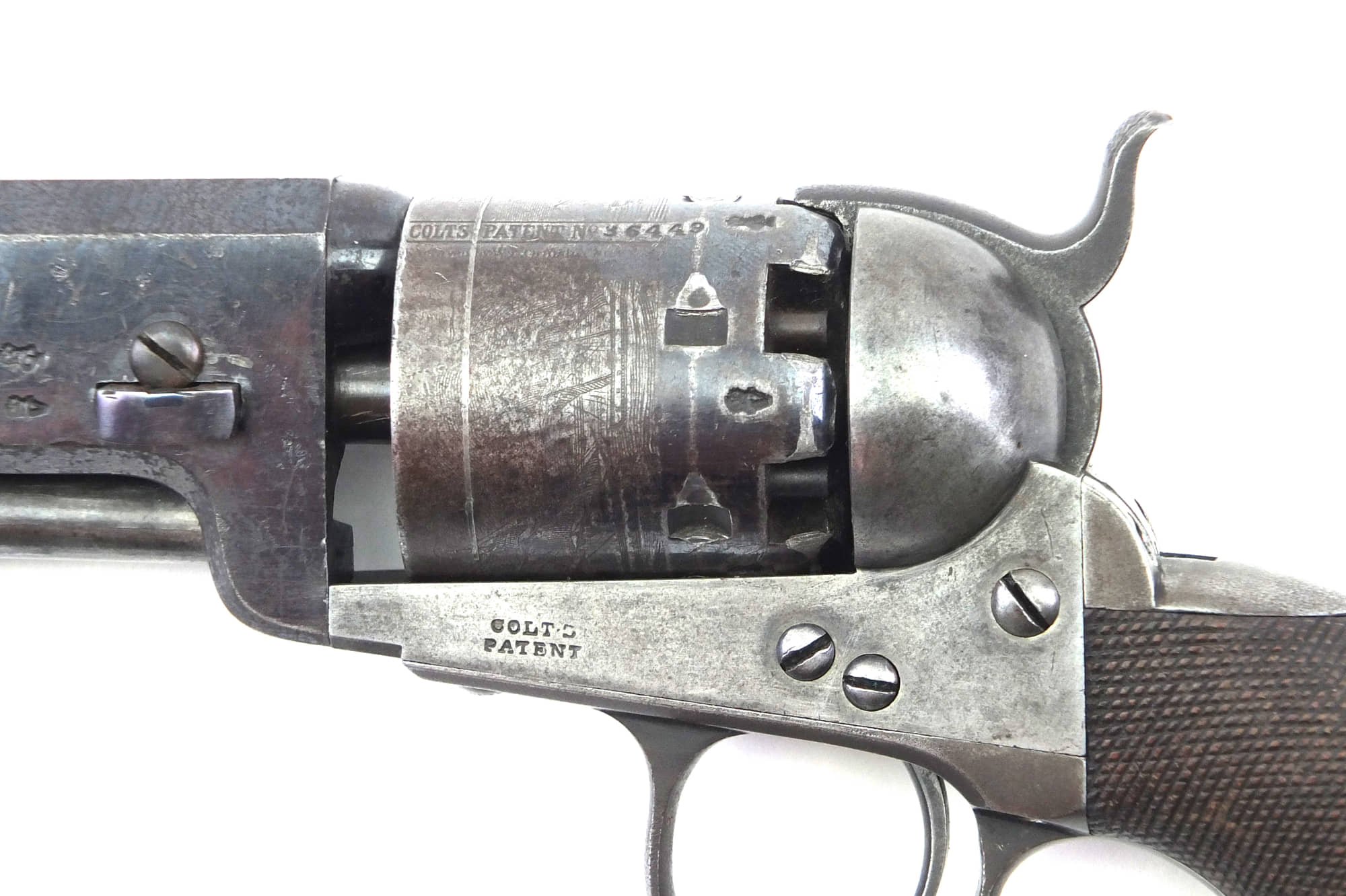 Colt London Navy Percussion Revolver, Rare Chequered Grip. SN 9091 ...