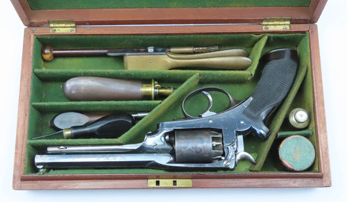 Deane Harding Double Action Percussion Revolver., Cased, Rare. Ref 9202