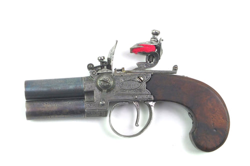 Double Barrelled Flintlock Tap Action Pocket Pistol. SN X2073