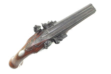 Load image into Gallery viewer, Flintlock Carriage Pistol by W. Paris, Silver Mounted Double Barreled. SN 9072
