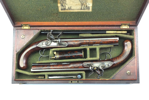 Flintlock Duelling Pistols by Grierson, Very Fine Cased Pair. (Ref 9170)