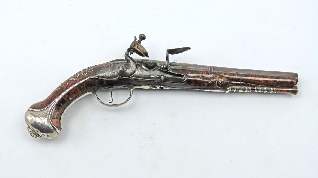 Flintlock Holster Pistol with Silver Mounts. Ref 9263
