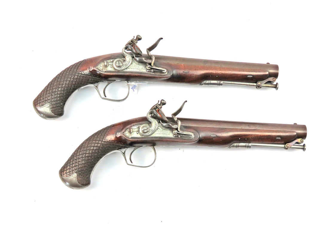 Pair of Flintlock Officers Pistols by Prosser. Ref 9168