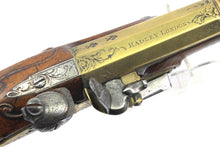 Load image into Gallery viewer, Pair of Flintlock Silver Mounted Pistols by Hadley. (Ref 9169)
