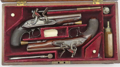 Flintlock Rifled Officers Pistols by Fenton, Fine. Ref 9251