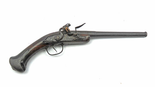 French Flintlock Long Barrelled Rifled Pistol. Ref X3391