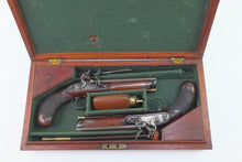 Load image into Gallery viewer, Flintlock Travelling Pistols by J. Thompson, Very Fine Pair. SN 9060
