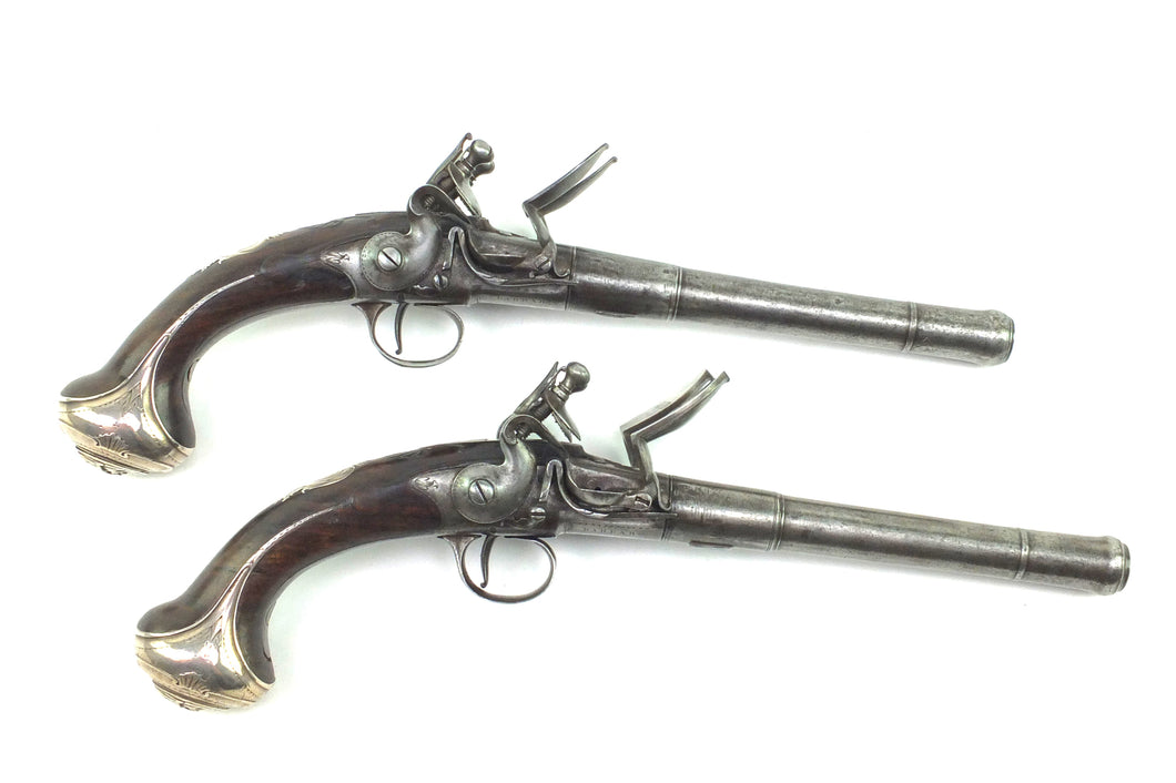 Double Flintlock Single Trigger Turn Off Pistols For Certainty Of Fire By Barbar, Extremely Rare Pair. SN 9059