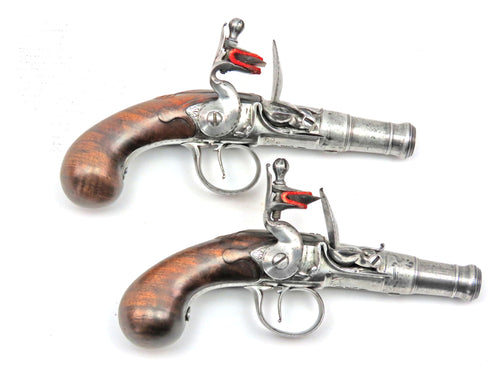 Small Pair of Griffin Flintlock Toby Pistols. Ref 9192