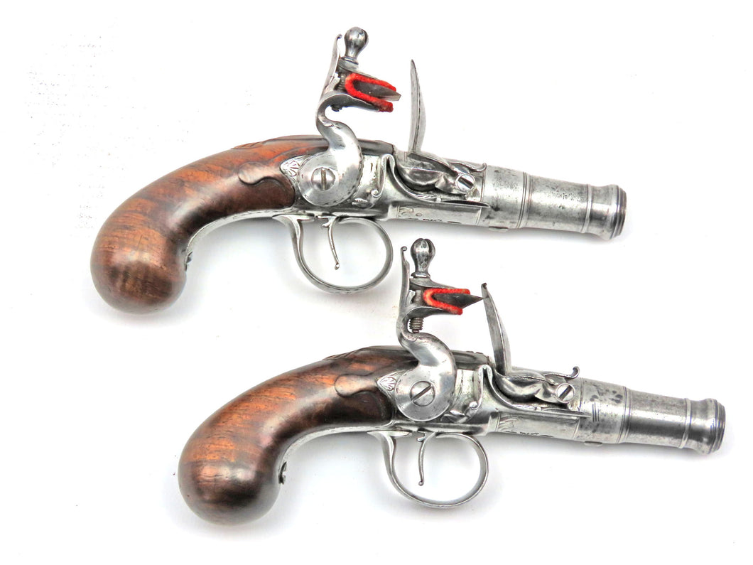 Small Pair of Griffin Flintlock Toby Pistols. Ref 9192