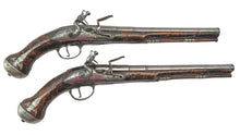 Load image into Gallery viewer, Silver Mounted Flintlock Holster Pistols with Original Holsters by Dyer. Ref 9283
