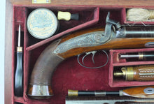 Load image into Gallery viewer, Howdah Pistols, A Very Fine Unfired Cased Pair. Ref 9164
