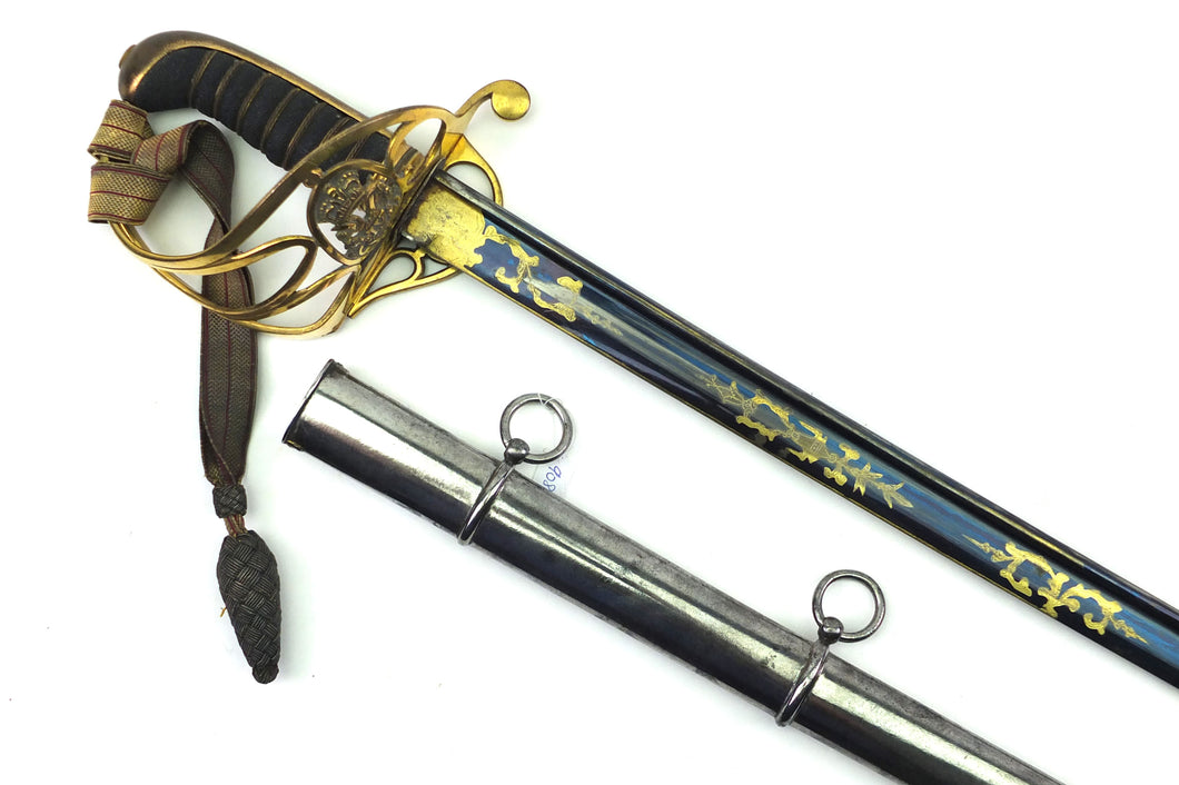 Blue & Gilt 1822 Pattern Infantry Sword , very good & rare. SN 9081