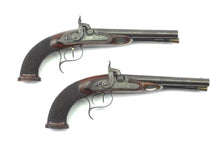 Load image into Gallery viewer, Double Barrelled Percussion Carriage Pistols by T. Mortimer &amp; Son, fine cased pair. SN 9061
