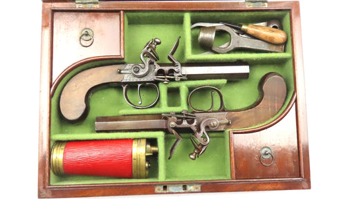 Unusual Pair of Overcoat Flintlock Pistols by Smith. Ref 9222