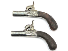 Load image into Gallery viewer, Cased Percussion Muff Pistols,  Rare Very Small Pair. Ref 9186
