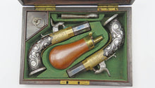 Load image into Gallery viewer, Percussion Silver Wire Inlaid Pocket Pistols by Ross of Edinburgh. Ref 9333
