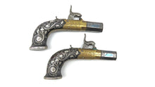 Load image into Gallery viewer, Percussion Silver Wire Inlaid Pocket Pistols by Ross of Edinburgh. Ref 9333
