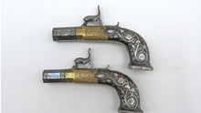 Load image into Gallery viewer, Percussion Silver Wire Inlaid Pocket Pistols by Ross of Edinburgh. Ref 9333

