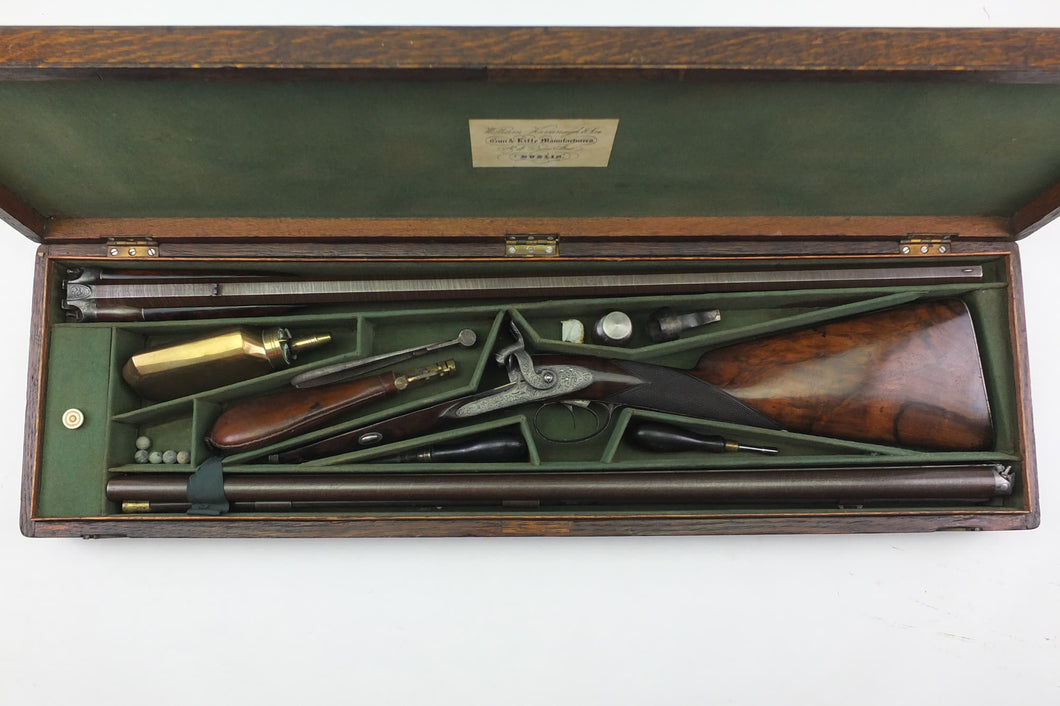 Percussion Rifle for Superimposed Loads with Extra 12 Bore Barrels by W & J Kavanagh Dublin, 32 Bore, Cased, Possibly Unique. SN X3023
