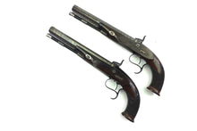 Load image into Gallery viewer, Rifled Percussion Officers Pistols by Playfair, Fine Cased Pair. SN 9148
