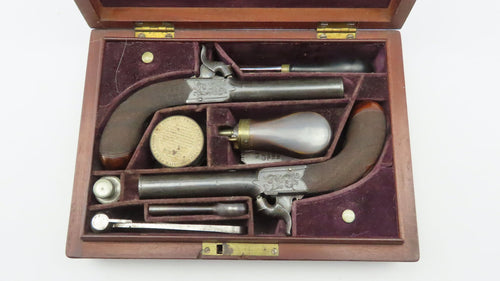 Fine Percussion Travelling Pistols by Thompson of Edninburgh. Ref 9262