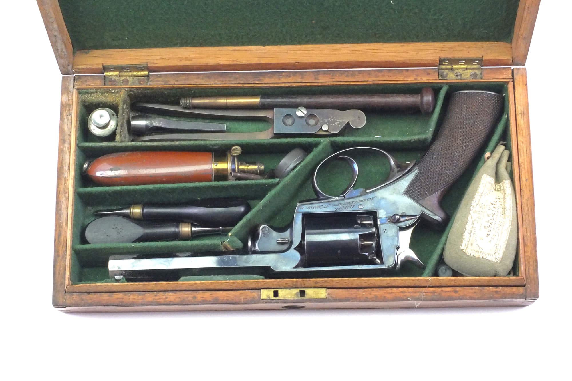 Adams Revolver Reproduction Beaumont Adams Percussion Revolver 54 Bore, very fine, cased. SN 9074 ...