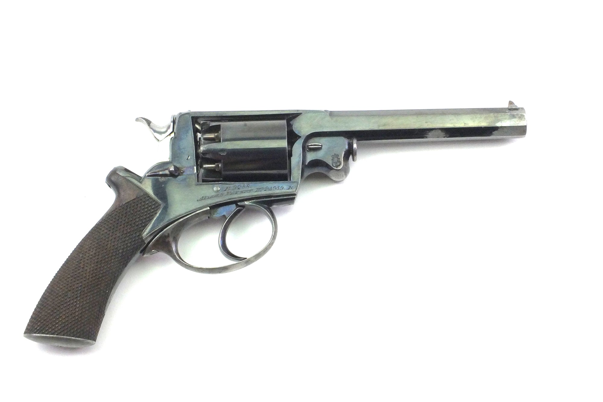 Adams Revolver Reproduction Beaumont Adams Percussion Revolver 54 Bore, very fine, cased. SN 9074 ...