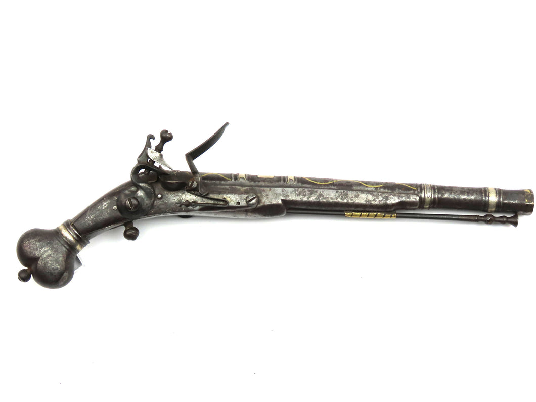 Scottish Flintlock All Metal Heart Butt Long Belt Pistol X3285