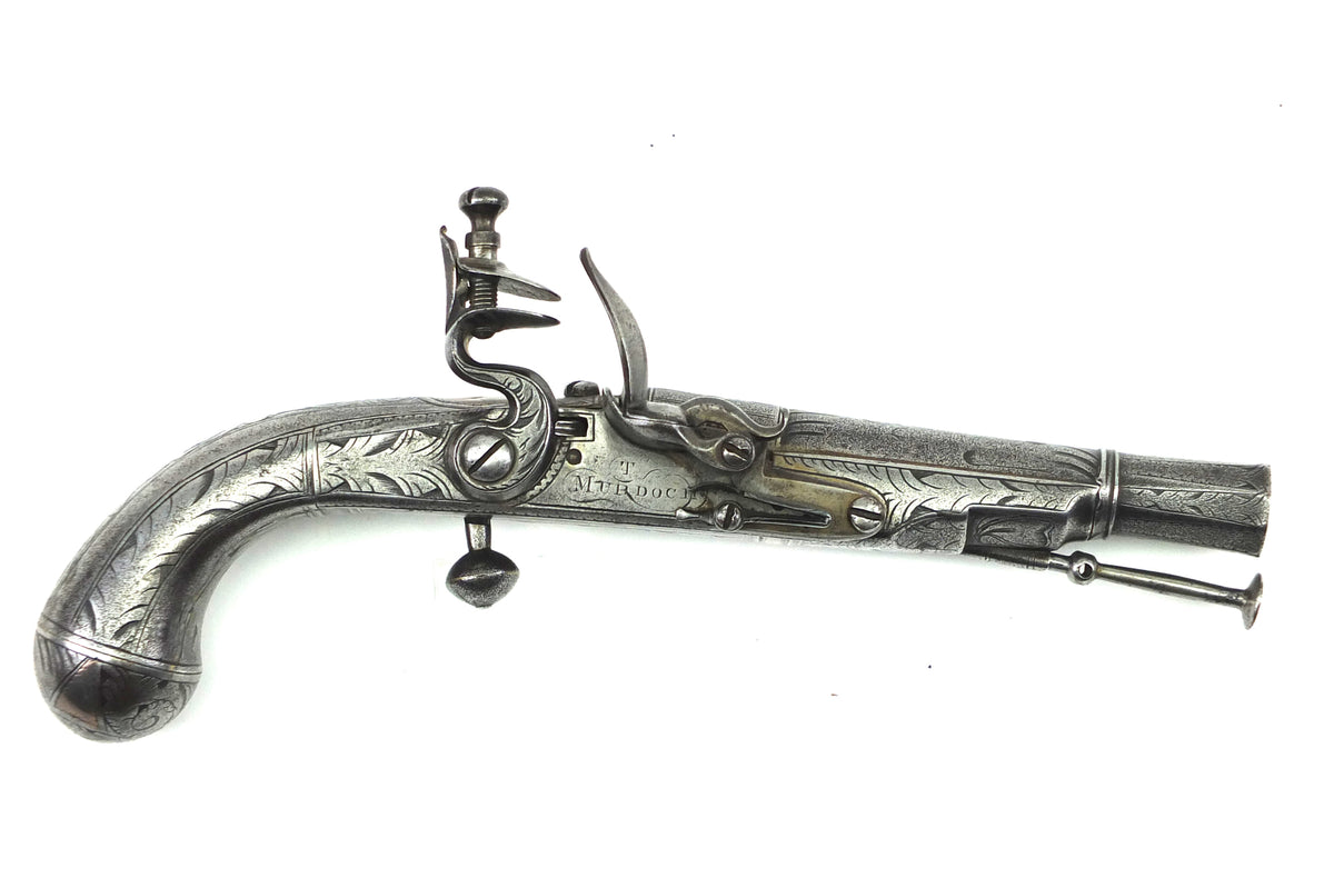 Small Scottish Lobe Butt Flintlock Pistol by Thomas Murdoch of Doune ...