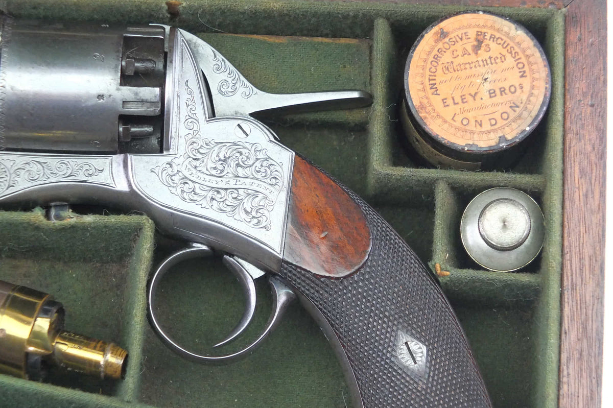Cased Webley Long Spur 2nd Holster Model Percussion Revolver, Very Rar ...